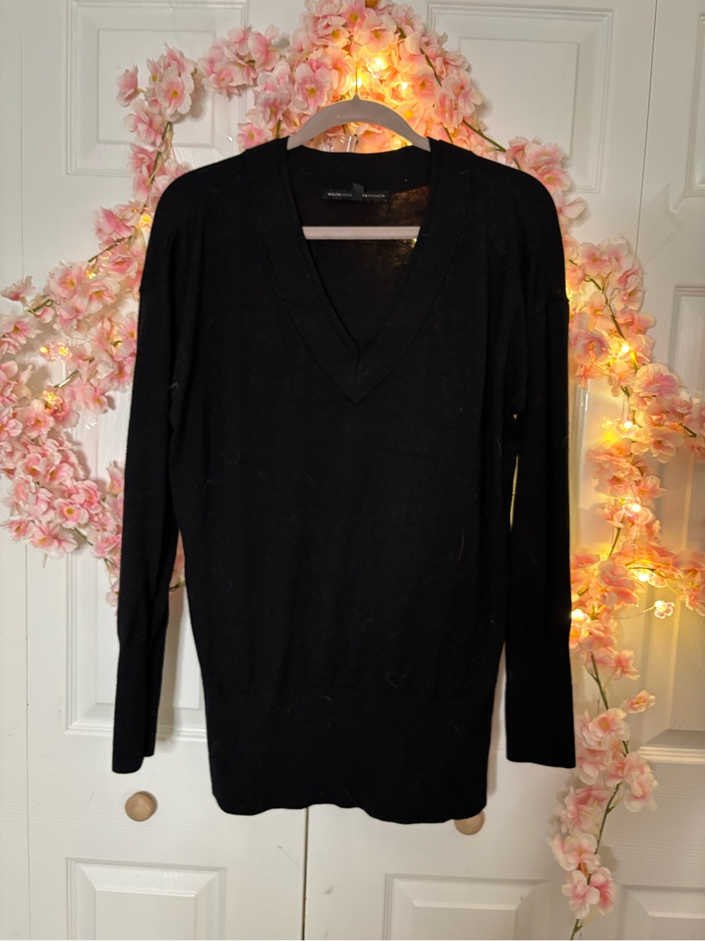 White House Black Market Black V-Neck Sweater